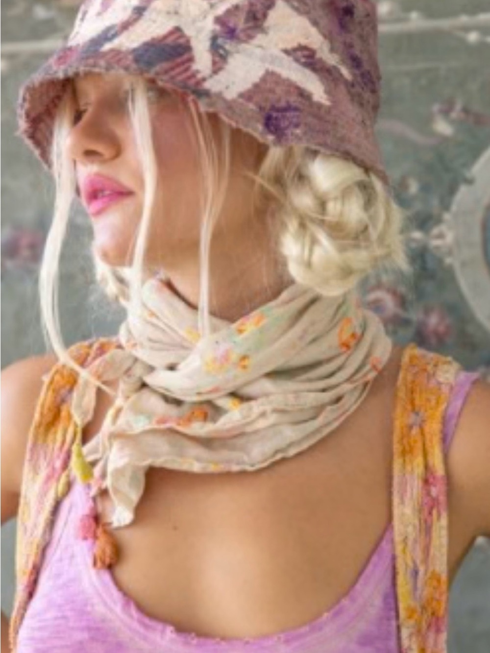 Magnolia Pearl Cream Floral Lightweight Scarf with Pastel Accents